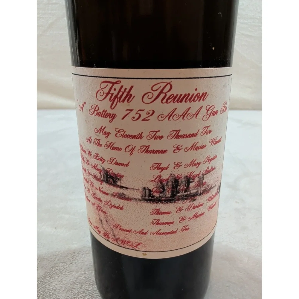 Vintage 2000 Custom Homemade‎ Red Wine Bottle 750ml Military Reunion Memorabilia